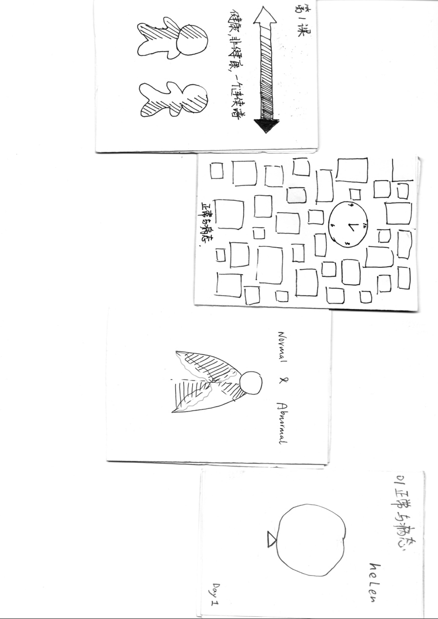 Student zine reflecting on normality, abnormality, health, and pathology